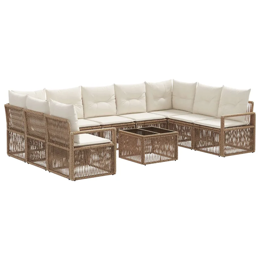 Ensemble de canapé de jardin 10 pcs Beige polyrotin - 2