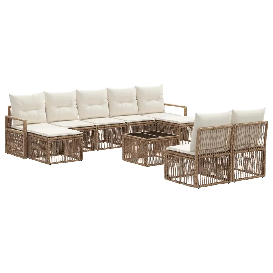Ensemble de canapé de jardin 10 pcs Beige polyrotin - 2