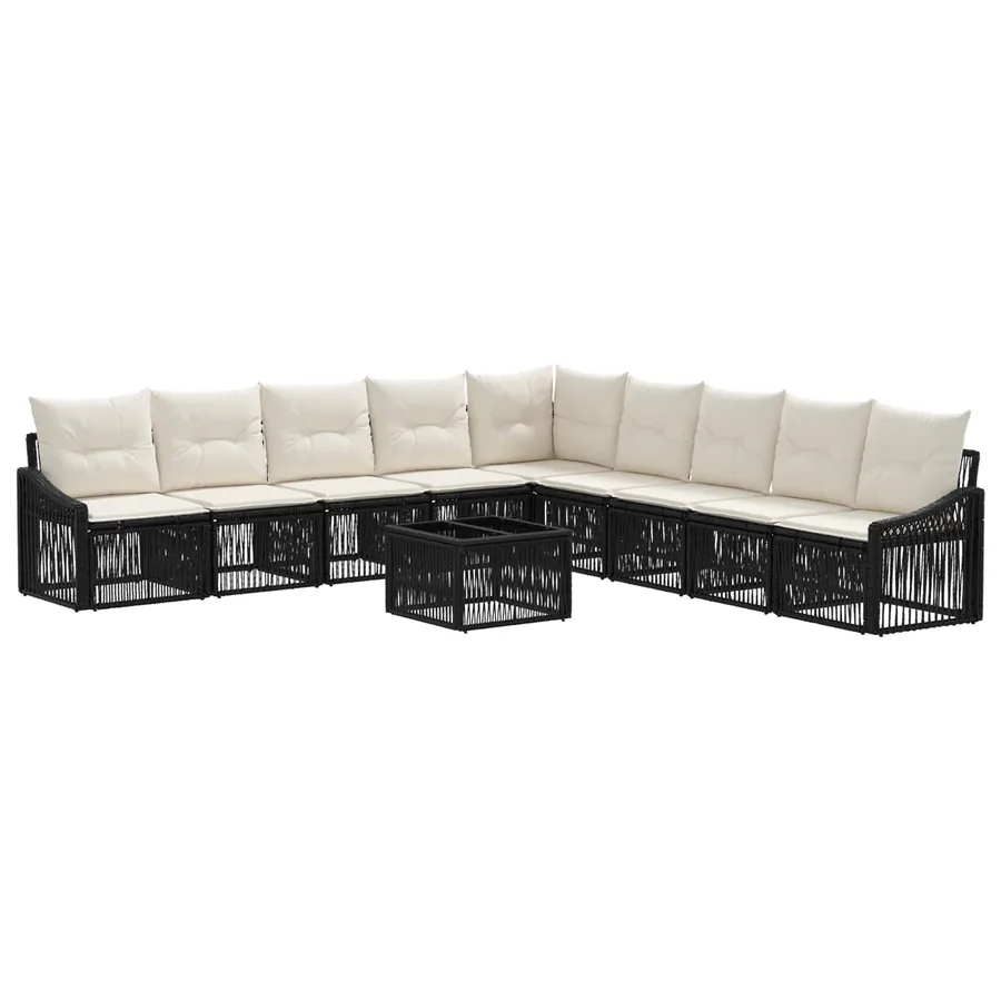 Ensemble de canapé de jardin 10 pcs Noir polyrotin - 2