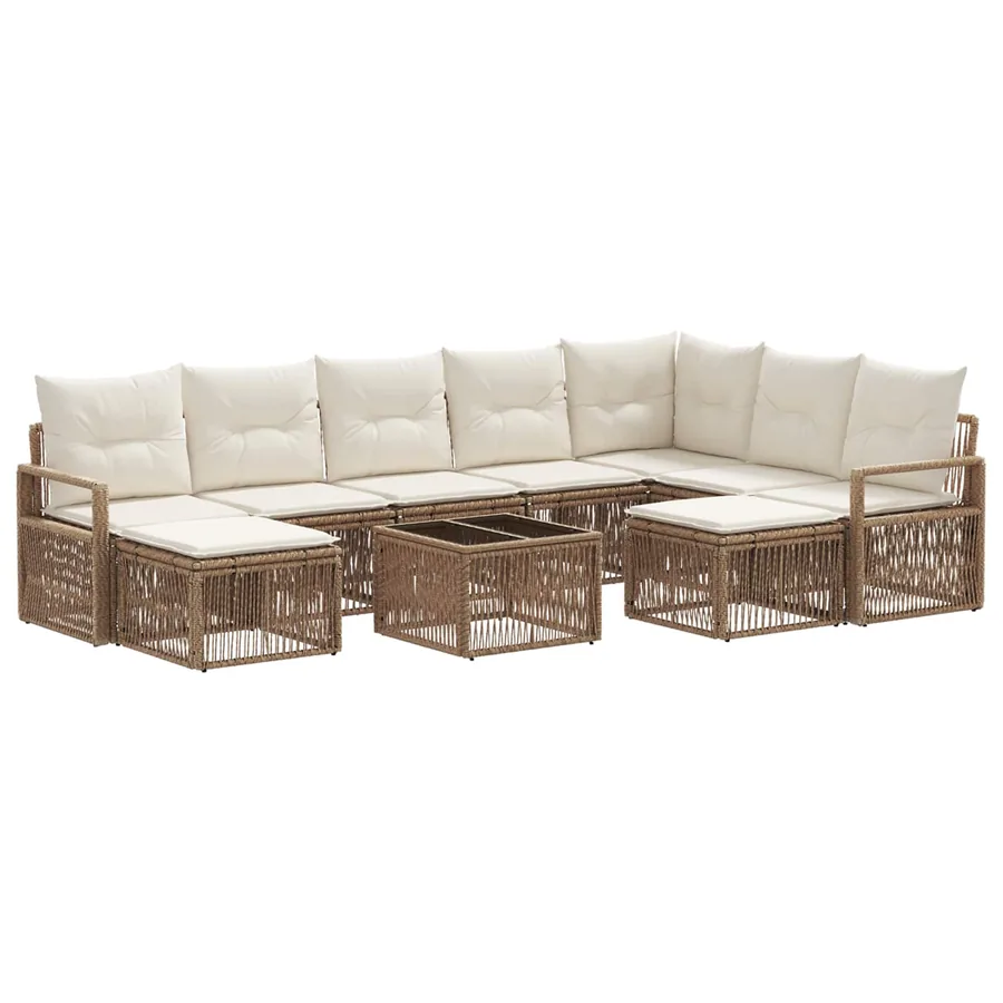 Ensemble de canapé de jardin 10 pcs Beige polyrotin - 2