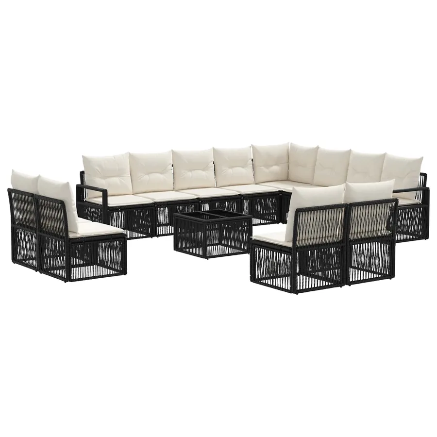 Ensemble de canapé de jardin 13 pcs Noir polyrotin - 2