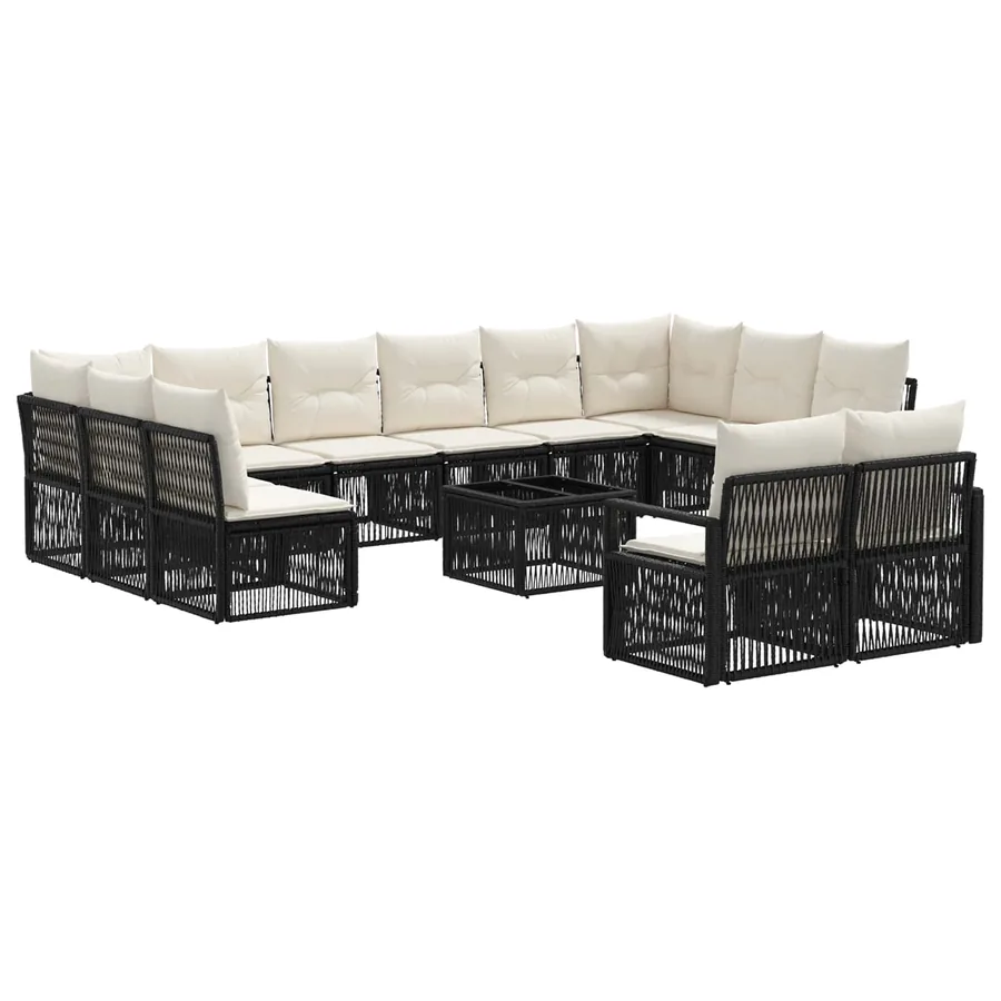 Ensemble de canapé de jardin 13 pcs Noir polyrotin - 2