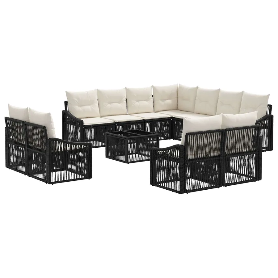 Ensemble de canapé de jardin 12 pcs Noir polyrotin - 2