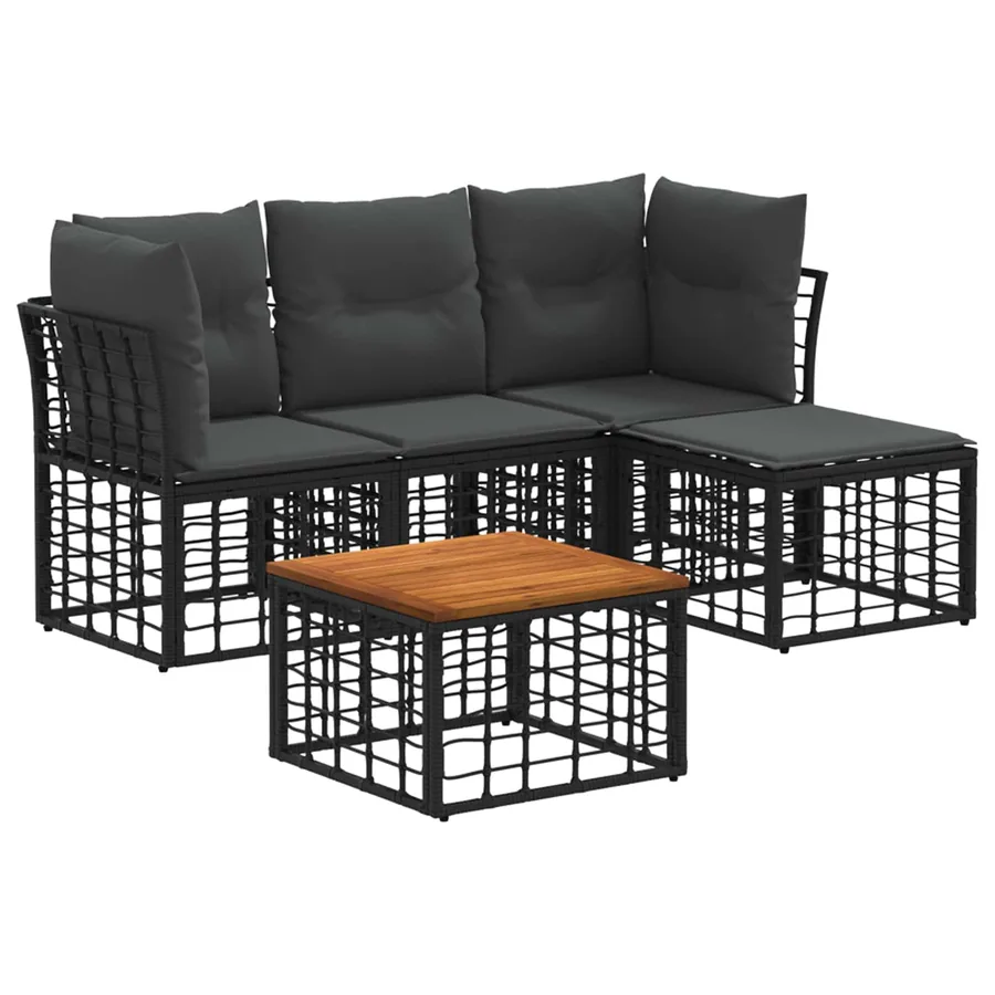 Ensemble de canapés d'extérieur 5 pcs Noir et Gris foncé - 2