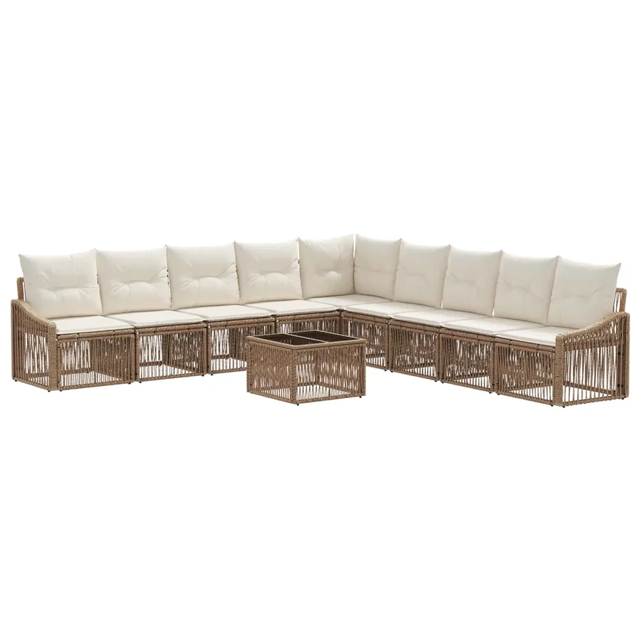 Ensemble de canapé de jardin 10 pcs Beige polyrotin - 2