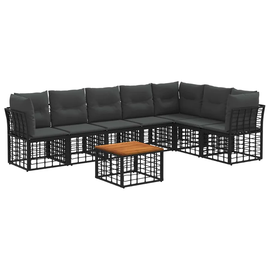 Ensemble de canapés d'extérieur 8 pcs Noir et Gris foncé - 2