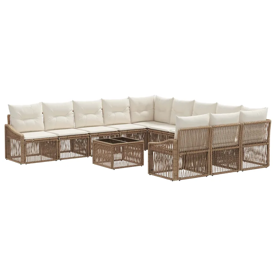 Ensemble de canapé de jardin 12 pcs Beige polyrotin - 2
