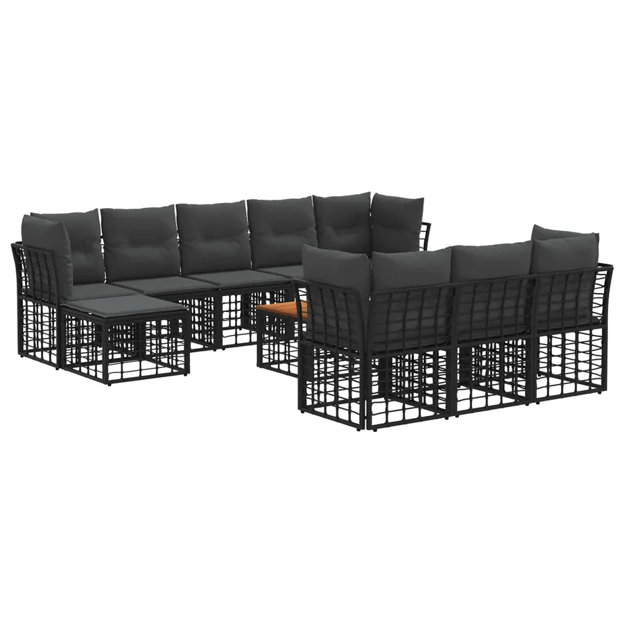 Ensemble de canapés d'extérieur 11 pcs Noir et Gris foncé - 2