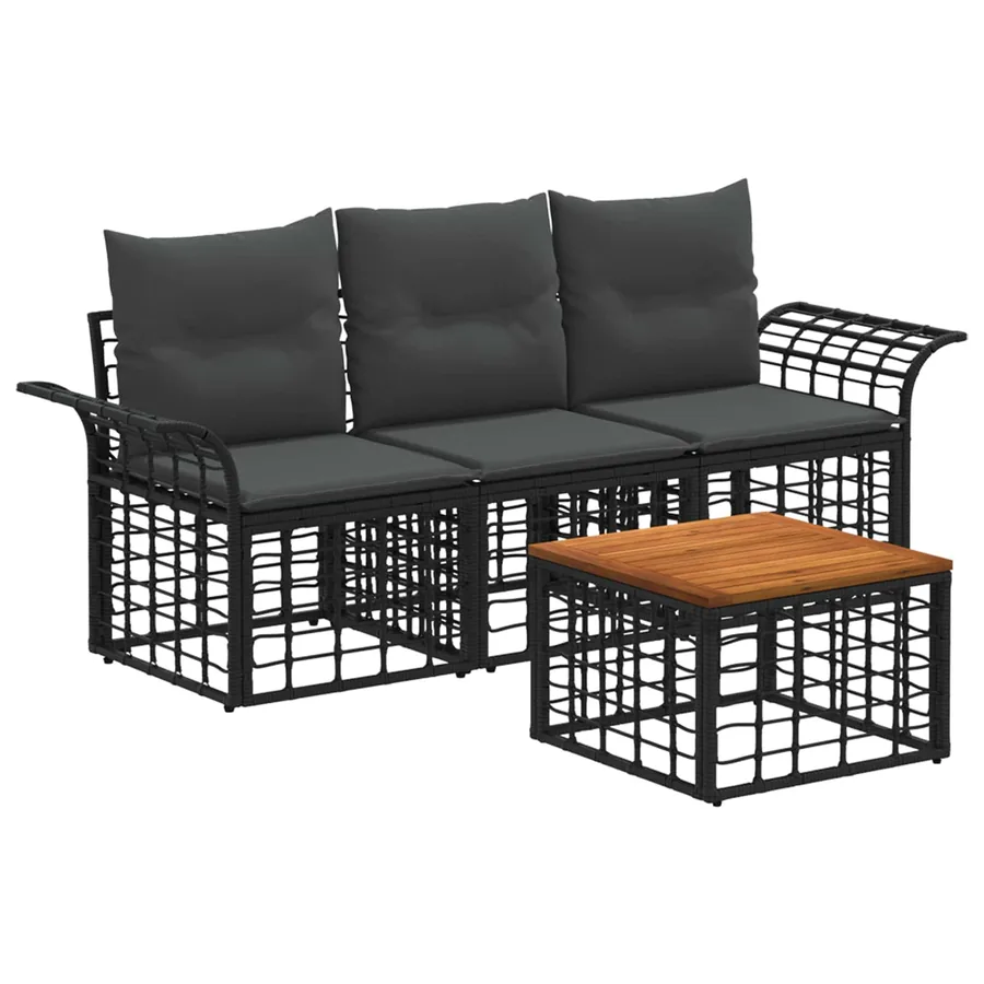 Ensemble de canapés d'extérieur 4 pcs Noir et Gris foncé - 2