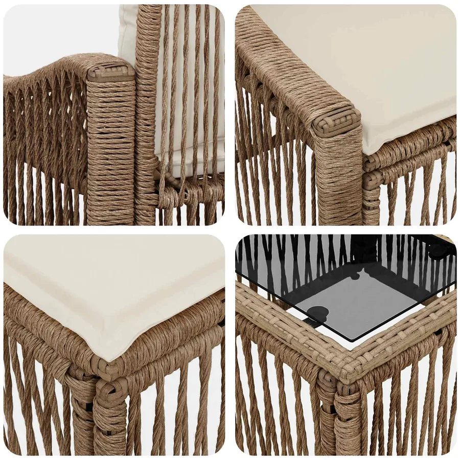 Ensemble de canapé de jardin 14 pcs Beige polyrotin - 9
