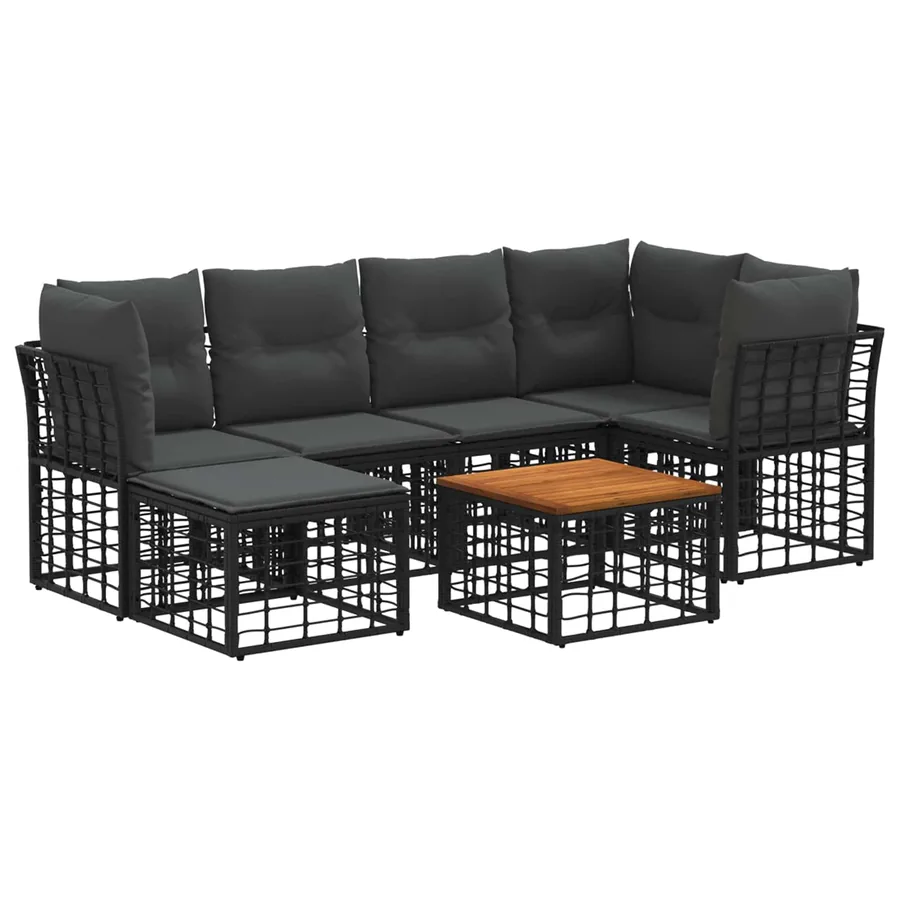 Ensemble de canapés d'extérieur 7 pcs Noir et Gris foncé - 2