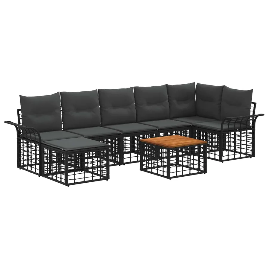 Ensemble de canapés d'extérieur 8 pcs Noir et Gris foncé - 2