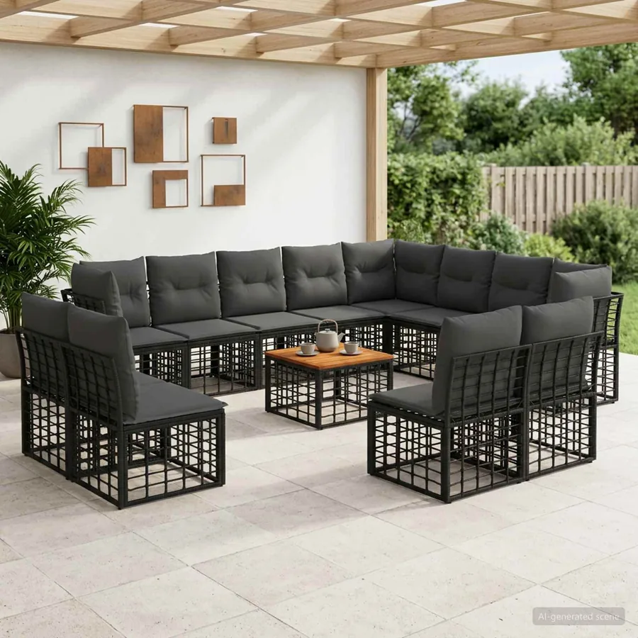 Ensemble de canapés d'extérieur 13 pcs Noir et Gris foncé