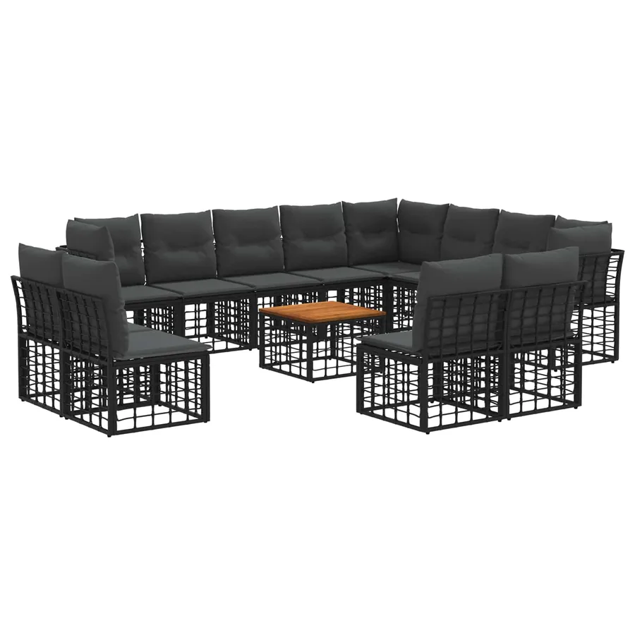 Ensemble de canapés d'extérieur 13 pcs Noir et Gris foncé - 2