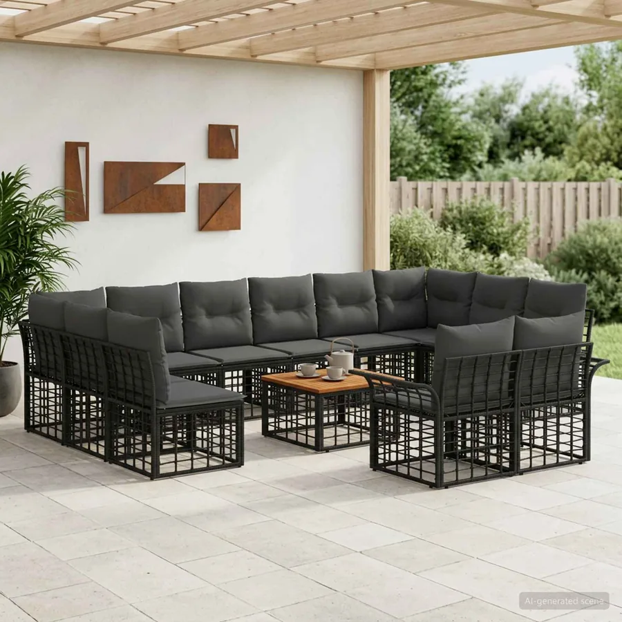 Ensemble de canapés d'extérieur 13 pcs Noir et Gris foncé