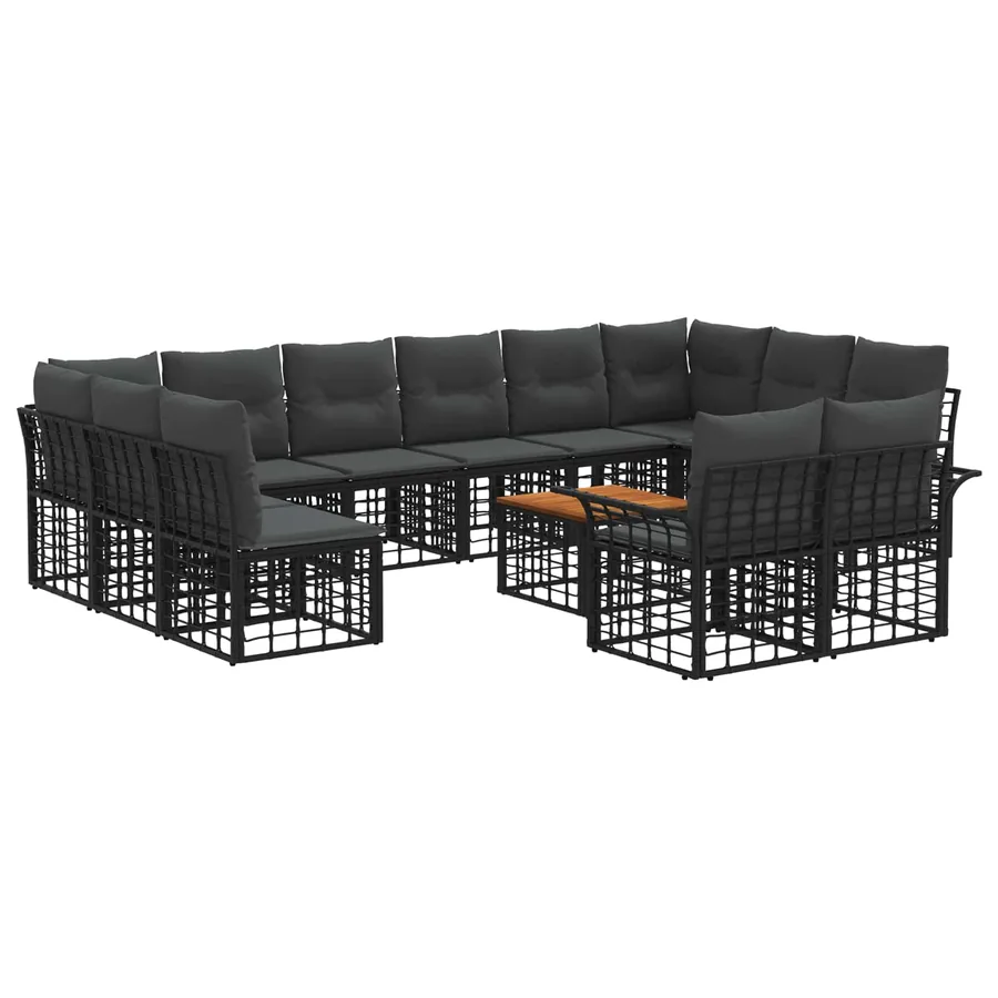 Ensemble de canapés d'extérieur 13 pcs Noir et Gris foncé - 2