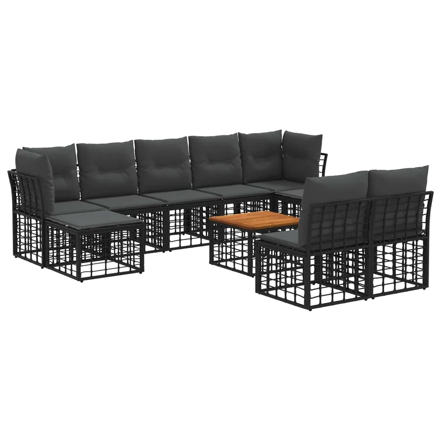 Ensemble de canapés d'extérieur 10 pcs Noir et Gris foncé - 2