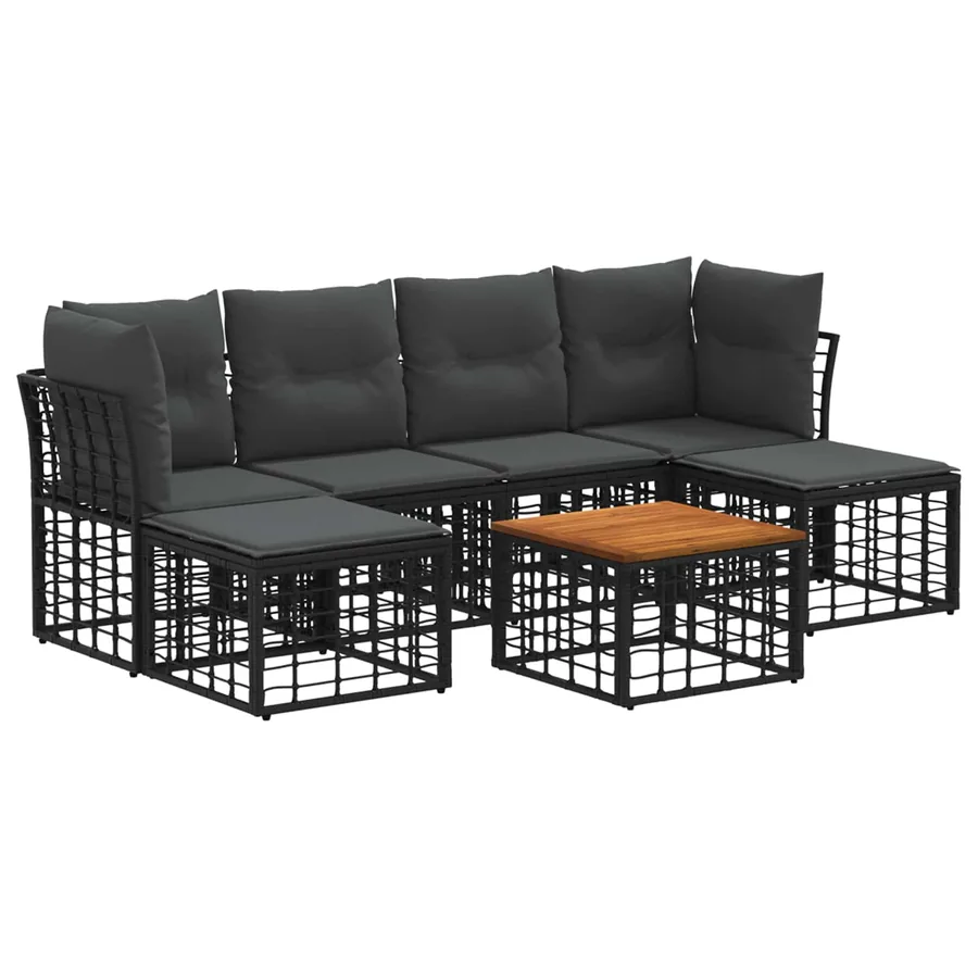 Ensemble de canapés d'extérieur 7 pcs Noir et Gris foncé - 2