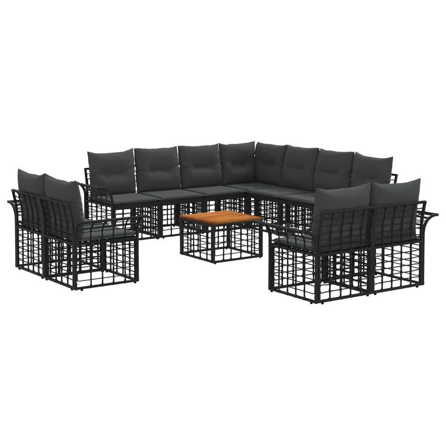 Ensemble de canapés d'extérieur 12 pcs Noir et Gris foncé - 2