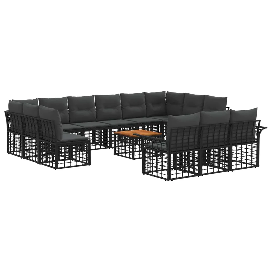 Ensemble de canapés d'extérieur 14 pcs Noir et Gris foncé - 2