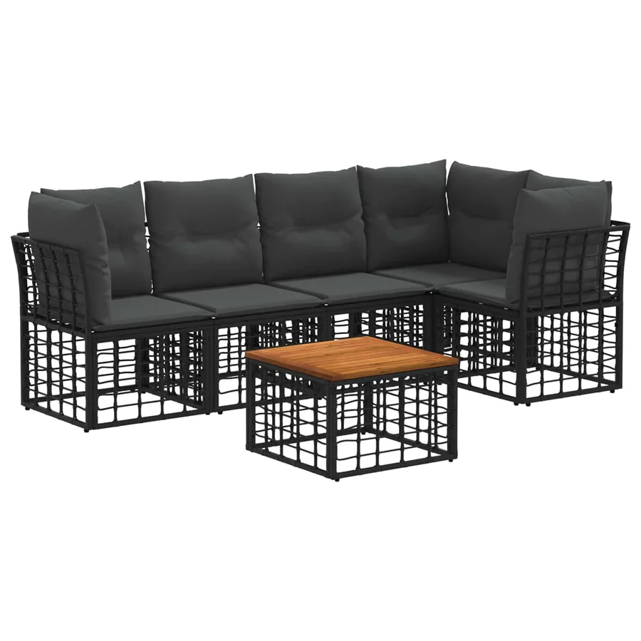 Ensemble de canapés d'extérieur 6 pcs Noir et Gris foncé - 2