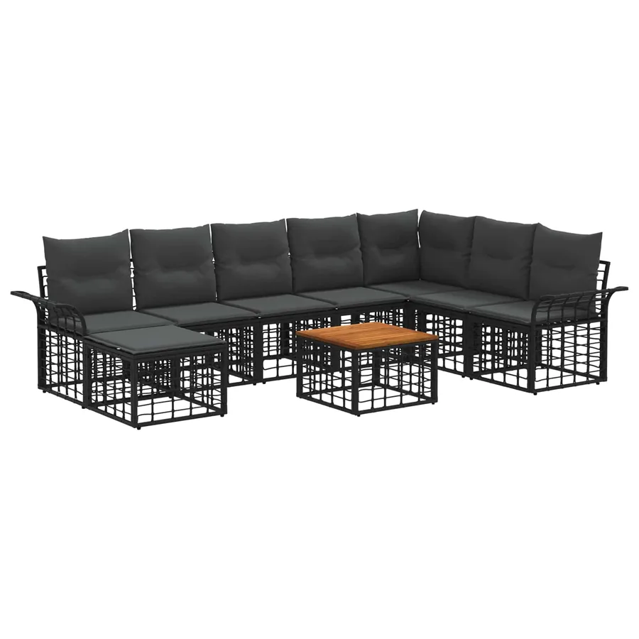 Ensemble de canapés d'extérieur 9 pcs Noir et Gris foncé - 2