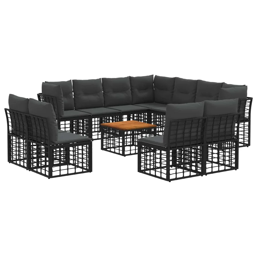 Ensemble de canapés d'extérieur 12 pcs Noir et Gris foncé - 2