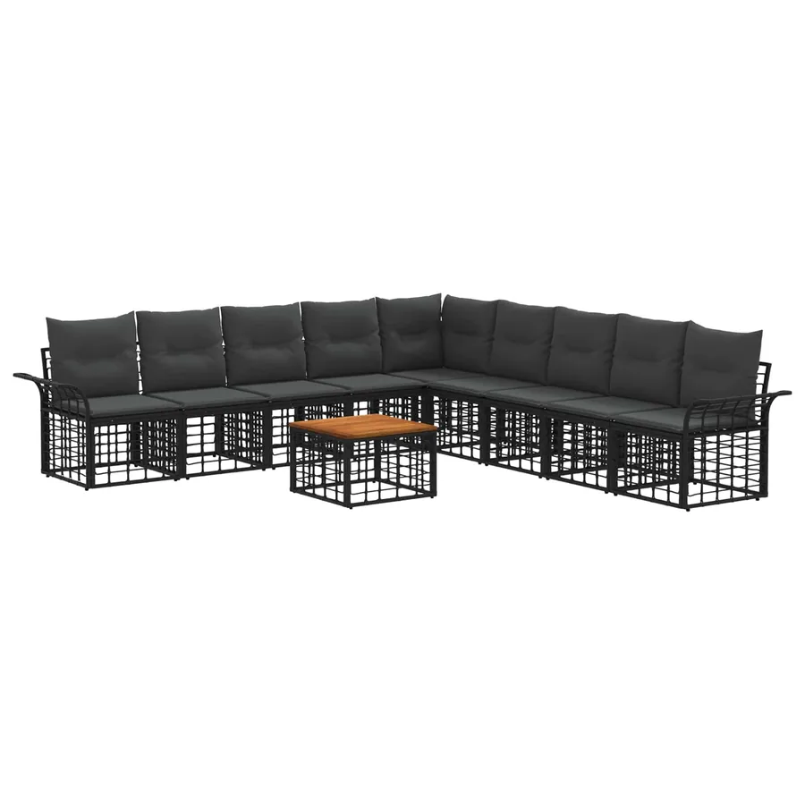 Ensemble de canapés d'extérieur 10 pcs Noir et Gris foncé - 2