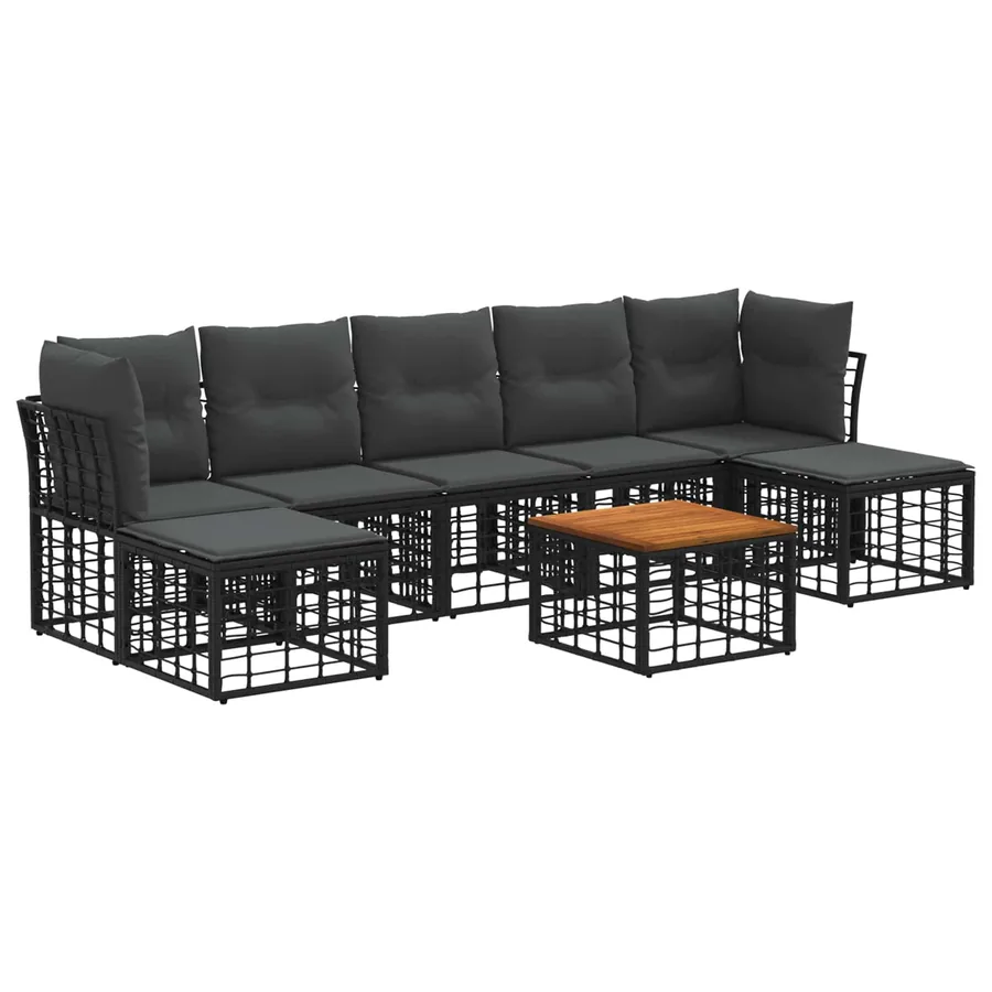 Ensemble de canapés d'extérieur 8 pcs Noir et Gris foncé - 2