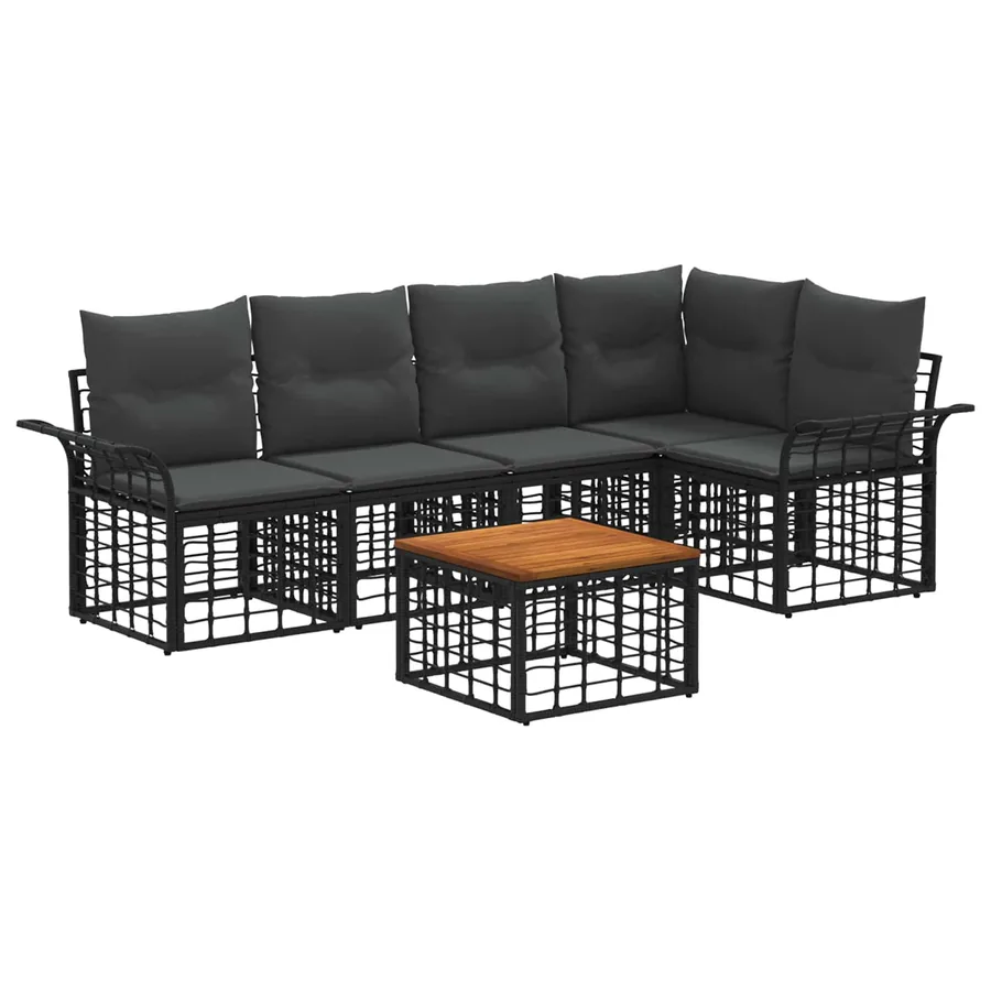 Ensemble de canapés d'extérieur 6 pcs Noir et Gris foncé - 2