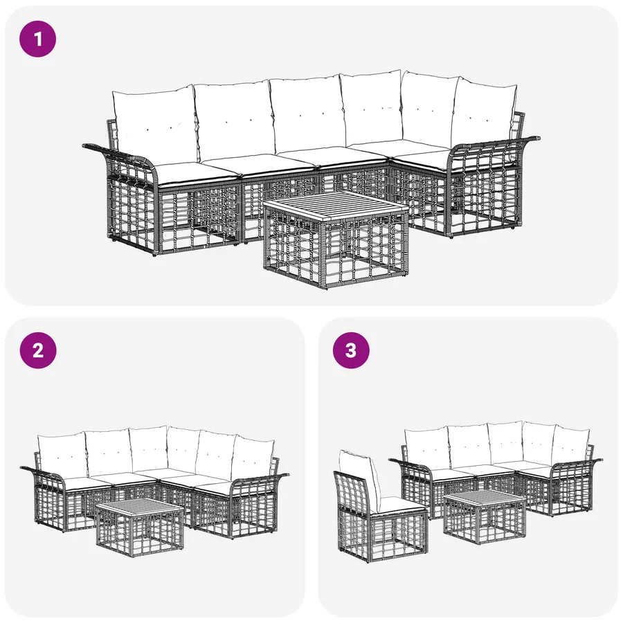 Ensemble de canapés d'extérieur 6 pcs Noir et Gris foncé - 9