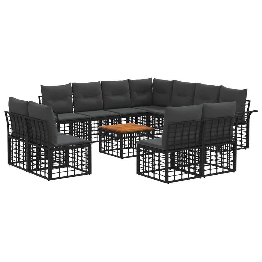 Ensemble de canapés d'extérieur 12 pcs Noir et Gris foncé - 2