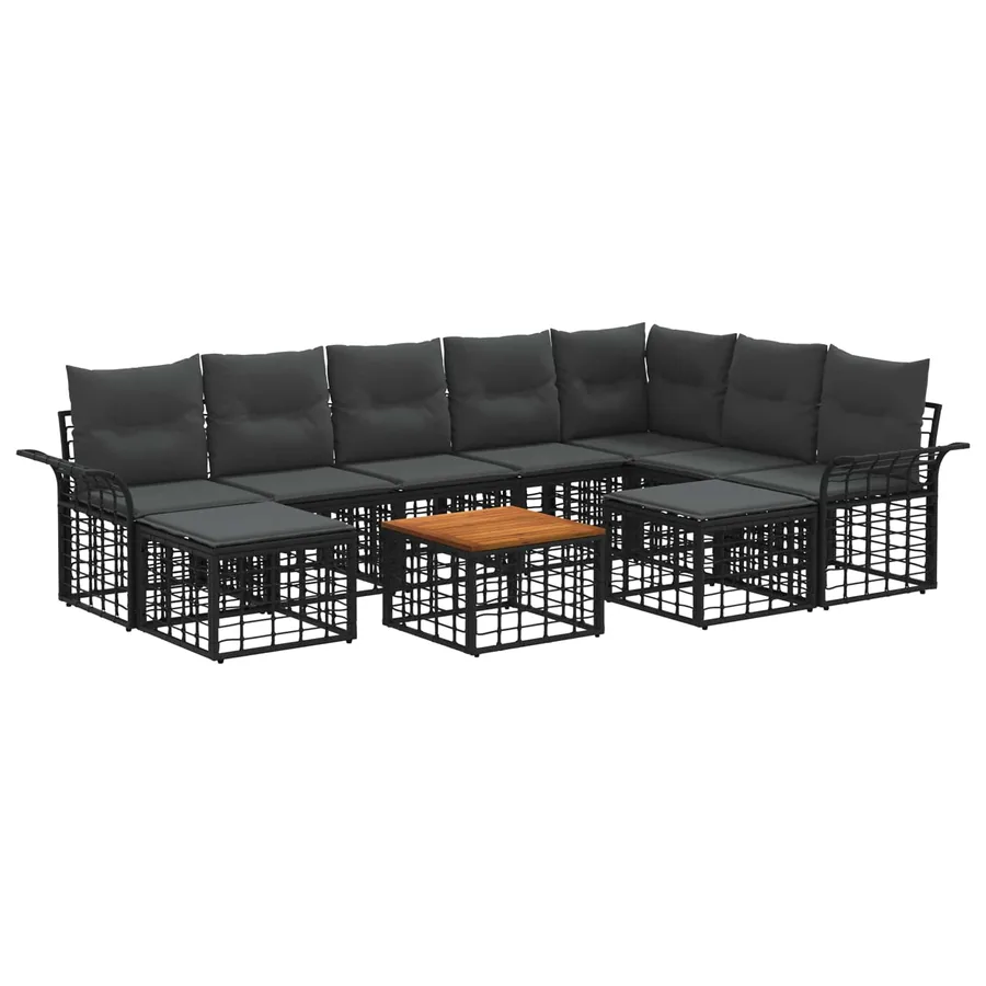 Ensemble de canapés d'extérieur 10 pcs Noir et Gris foncé - 2