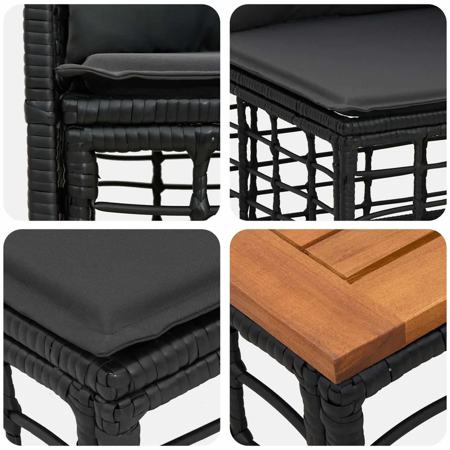 Ensemble de canapés d'extérieur 10 pcs Noir et Gris foncé - 9