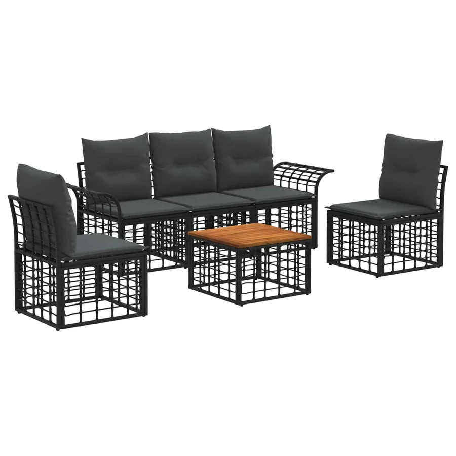 Ensemble de canapés d'extérieur 6 pcs Noir et Gris foncé - 2