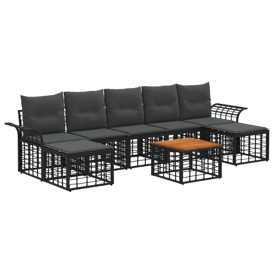 Ensemble de canapés d'extérieur 8 pcs Noir et Gris foncé - 2