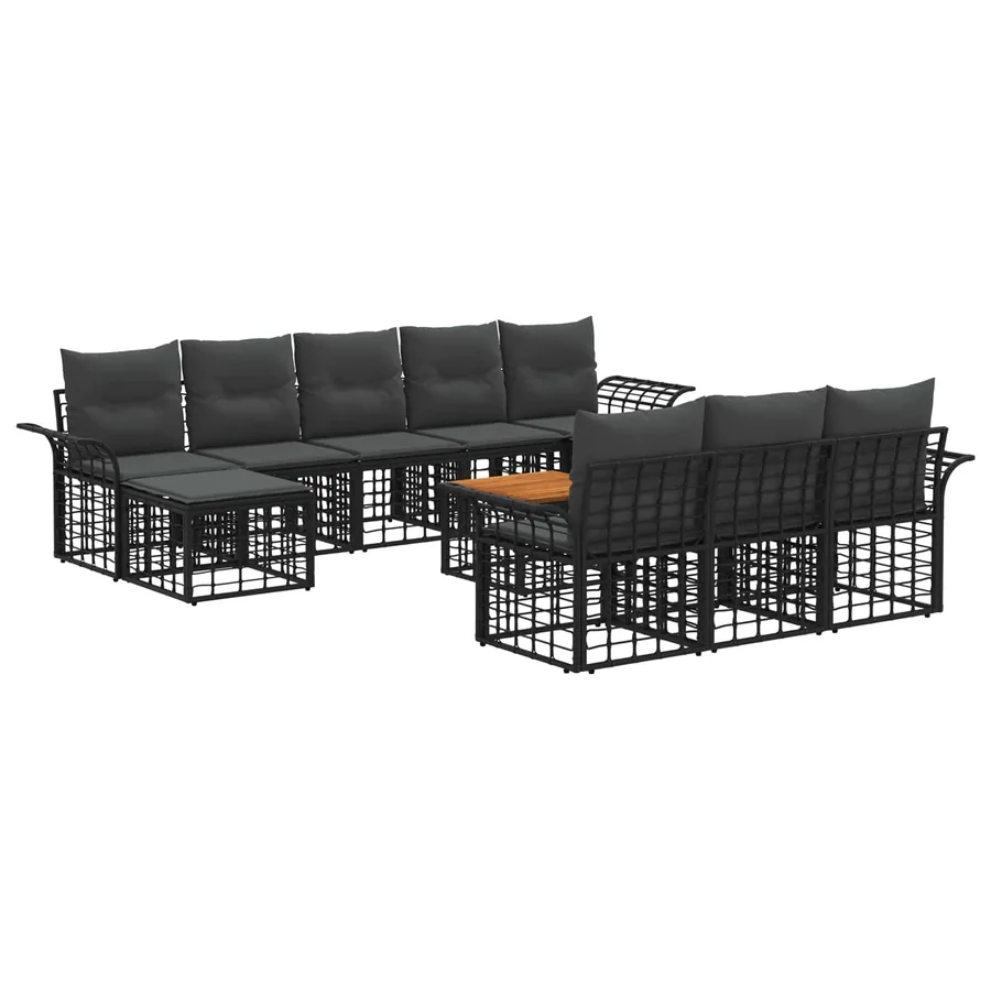 Ensemble de canapés d'extérieur 11 pcs Noir et Gris foncé - 2
