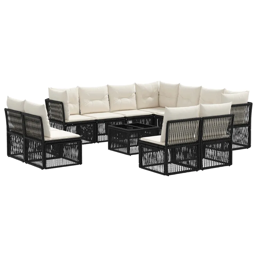 Ensemble de canapé de jardin 12 pcs Noir polyrotin - 2