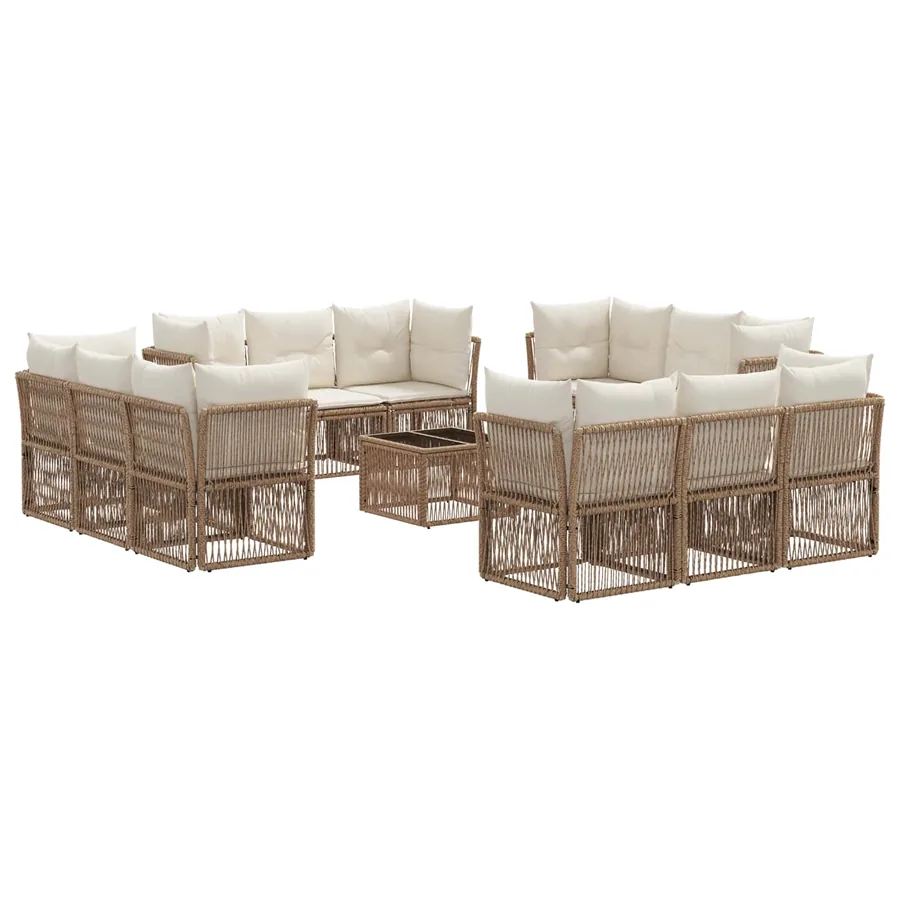 Ensemble de canapé de jardin 13 pcs Beige polyrotin - 2