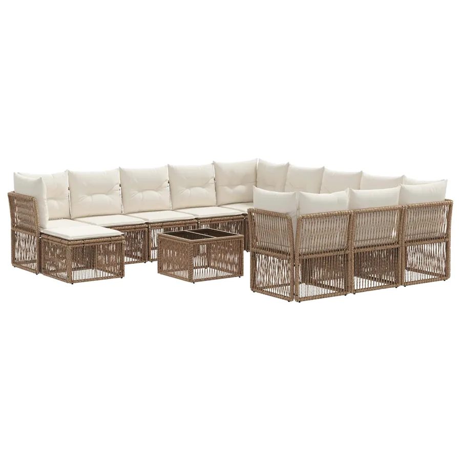 Ensemble de canapé de jardin 13 pcs Beige polyrotin - 2