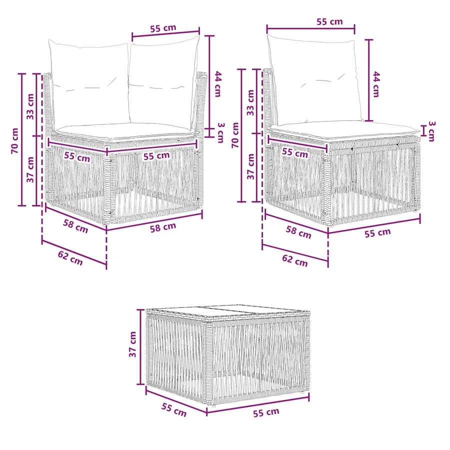 Ensemble de canapé de jardin 14 pcs Beige polyrotin - 10