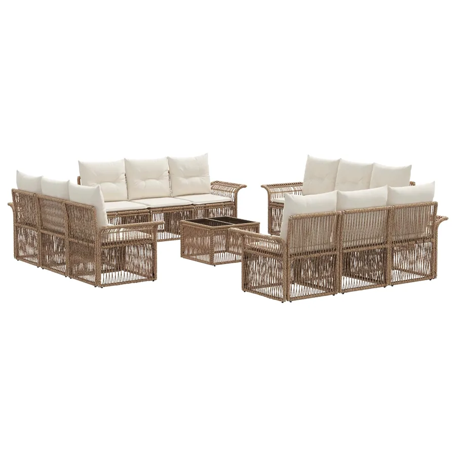 Ensemble de canapé de jardin 13 pcs Beige polyrotin - 2