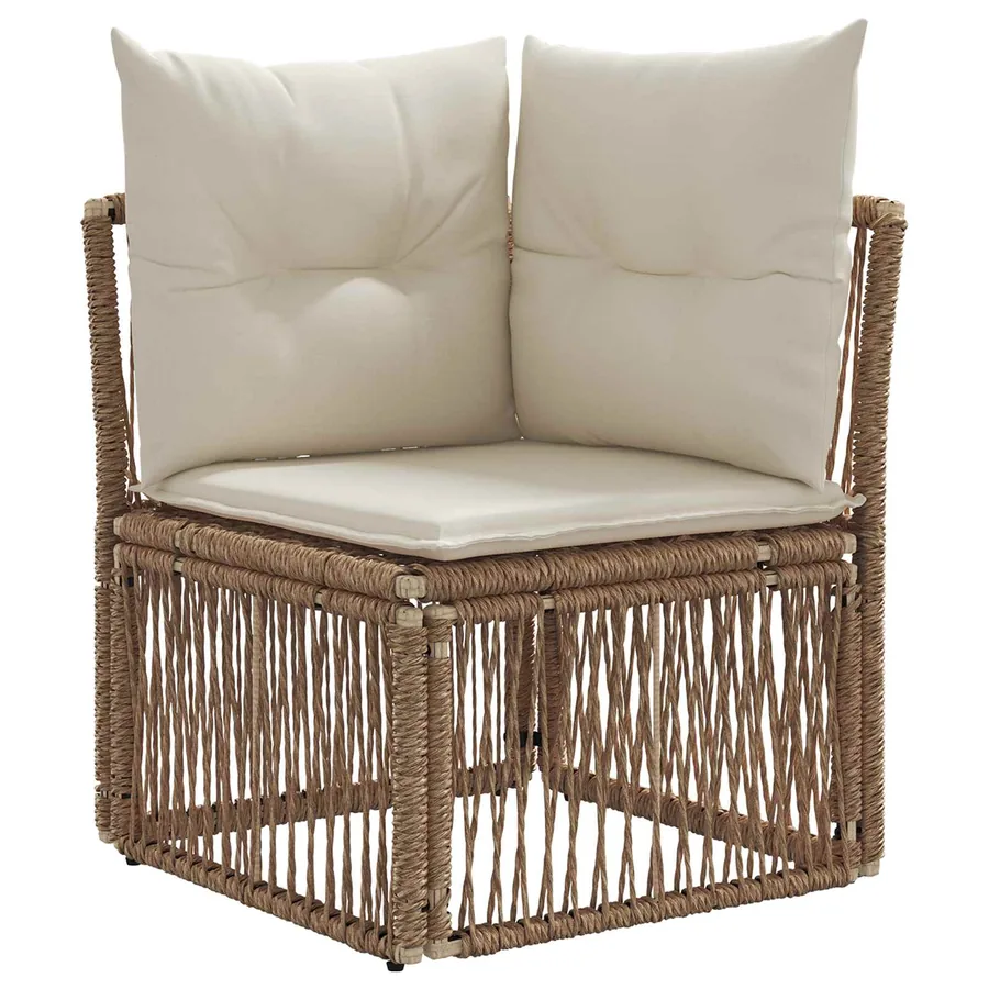 Ensemble de canapé de jardin 9 pcs Beige polyrotin - 3