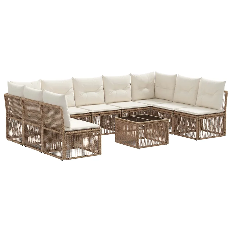 Ensemble de canapé de jardin 10 pcs Beige polyrotin - 2