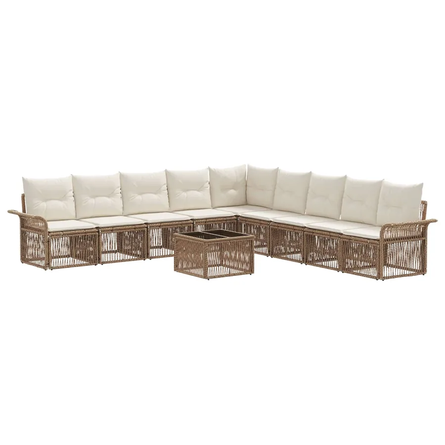 Ensemble de canapé de jardin 10 pcs Beige polyrotin