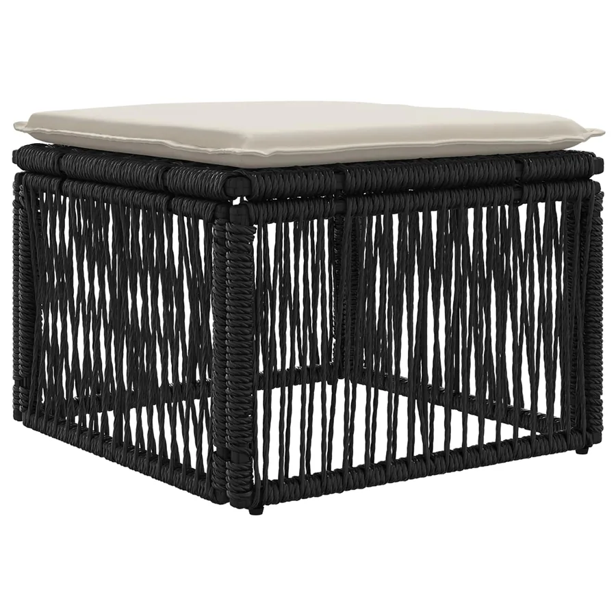 Ensemble de canapé de jardin 7 pcs Noir polyrotin - 5