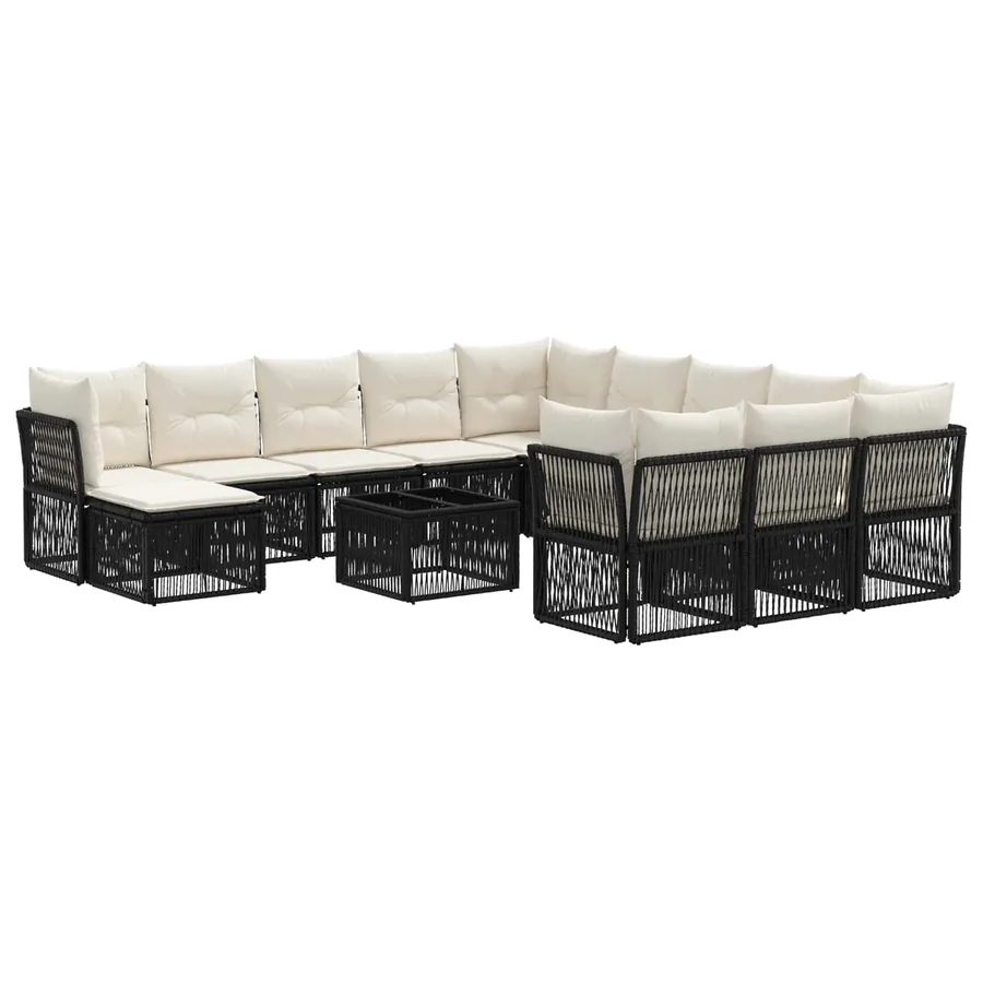 Ensemble de canapé de jardin 13 pcs Noir polyrotin - 2