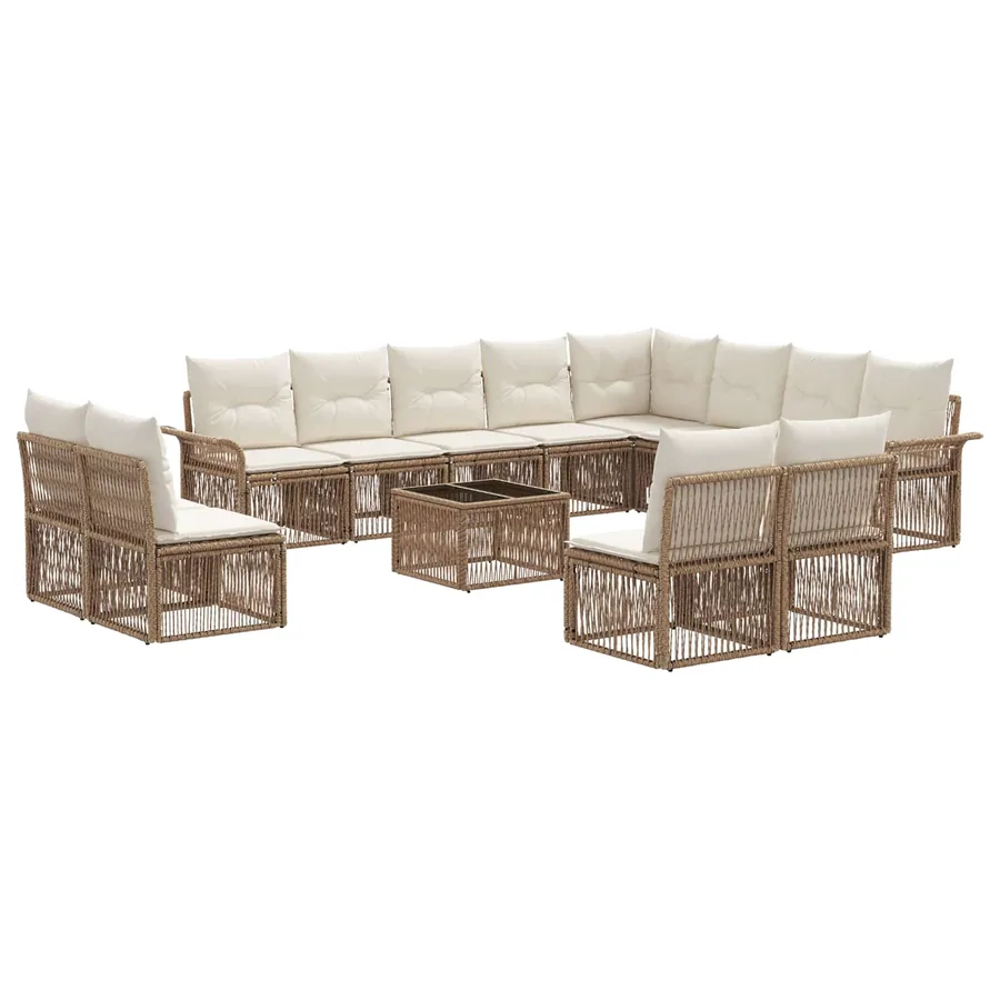 Ensemble de canapé de jardin 13 pcs Beige polyrotin - 2