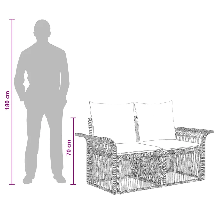 Ensemble de canapé de jardin 8 pcs Noir polyrotin - 11