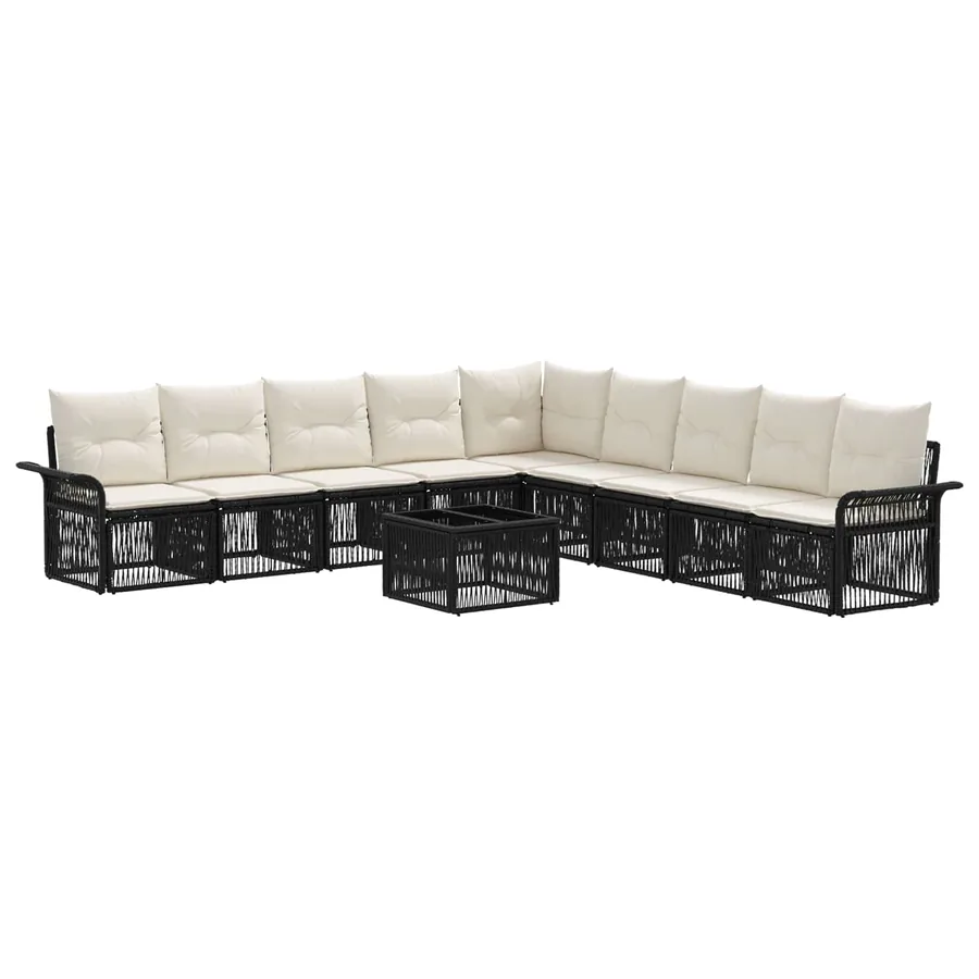 Ensemble de canapé de jardin 10 pcs Noir polyrotin